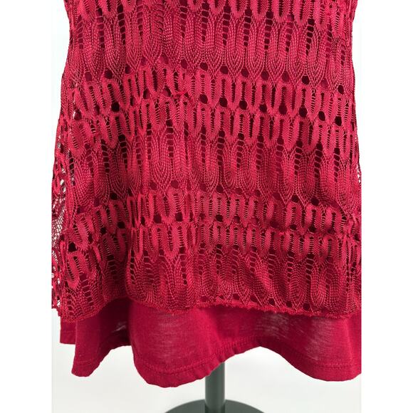 VTG Y2K Lace Cherry Red Cami Top Size SMALL Coquette Camisole Tank 90s Grunge - Picture 2 of 11
